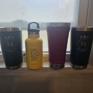 RHO Residential Tumblers and Yellow Water Bottle